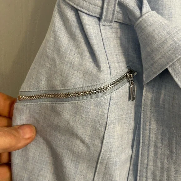 Calvin Klein | Light Blue Belted Midi Dress | Size 6 - Picture 4 of 6